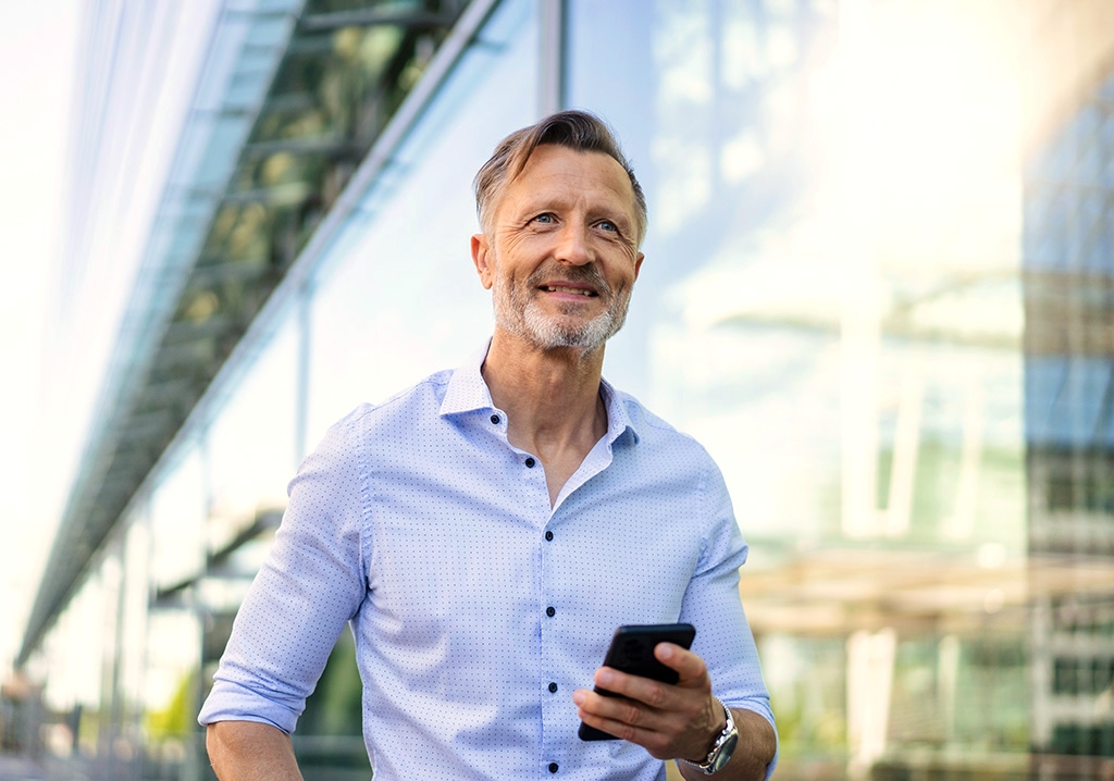 a man with his phone